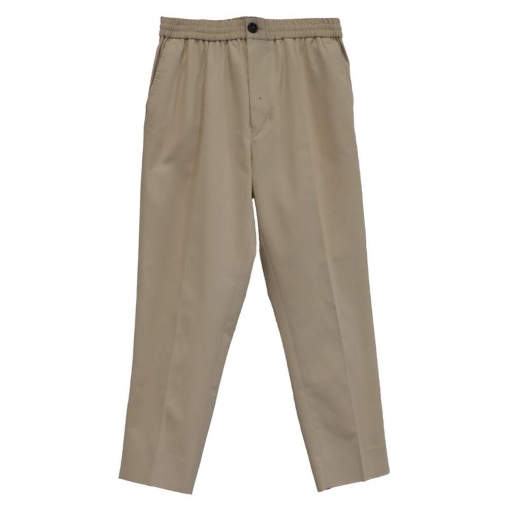 Ami Mid-Rise Tapered Trousers in Beige Cotton